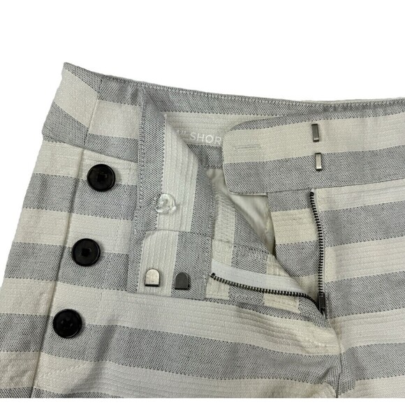 Loft Shorts Size 4 White Striped With Black Buttons On Side - Picture 5 of 9